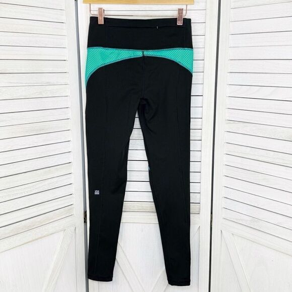 Victoria’s Secret‎ Sport Mesh Accent Ankle Leggings Black Teal Small Mid Rise - Picture 3 of 11